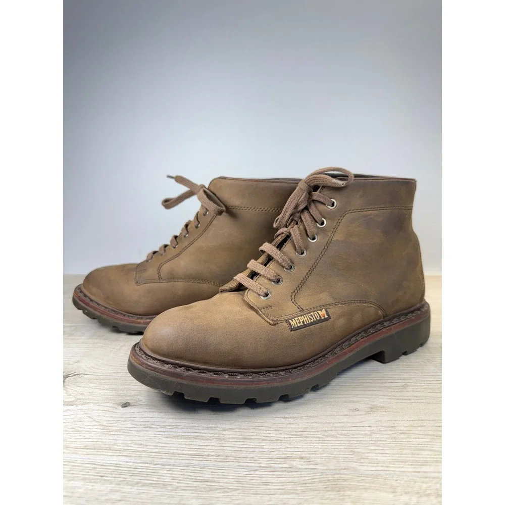 90s Mephisto Mens 8.5 Chukka Boots Oiled Leather Brown Air Jet Goodyear Welt